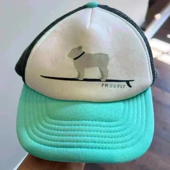 Free Fly Other - Free Fly Youth Truckers Cap- Bulldog on Surfboard